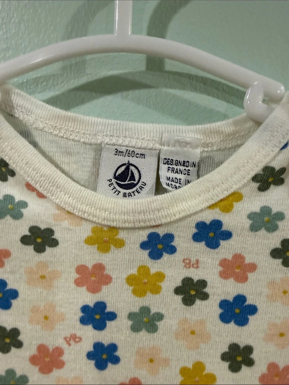 Petit Bateau Cream Floral romper with Multicolor Flowers